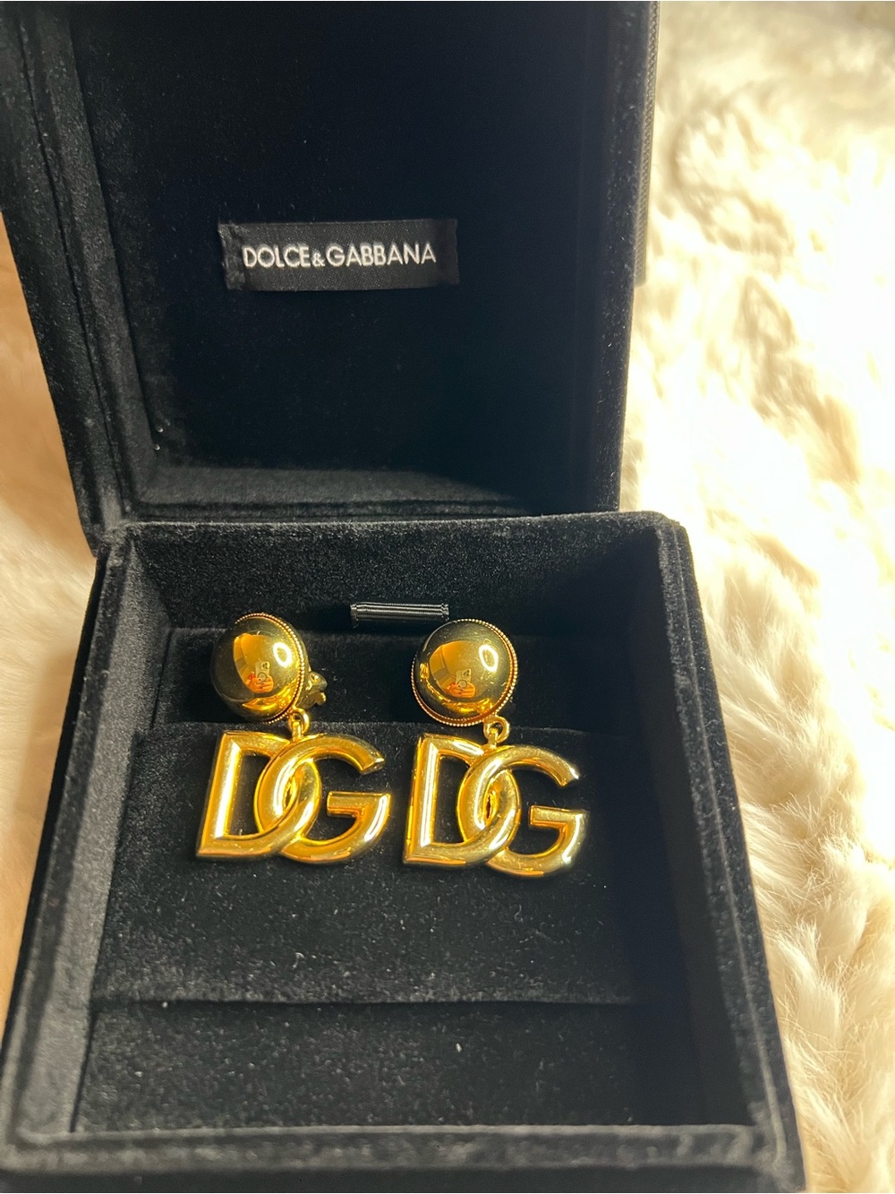 Dolce & Gabbana Gold DG Drop Logo Earrings